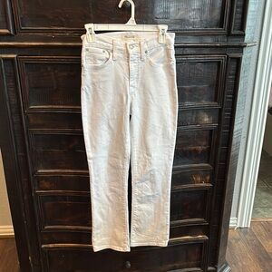 Madewell White Straight Leg Jeans with Distressed Details